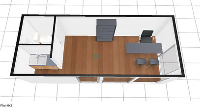 18m² kantoorruimte met badkamer en kitchenette